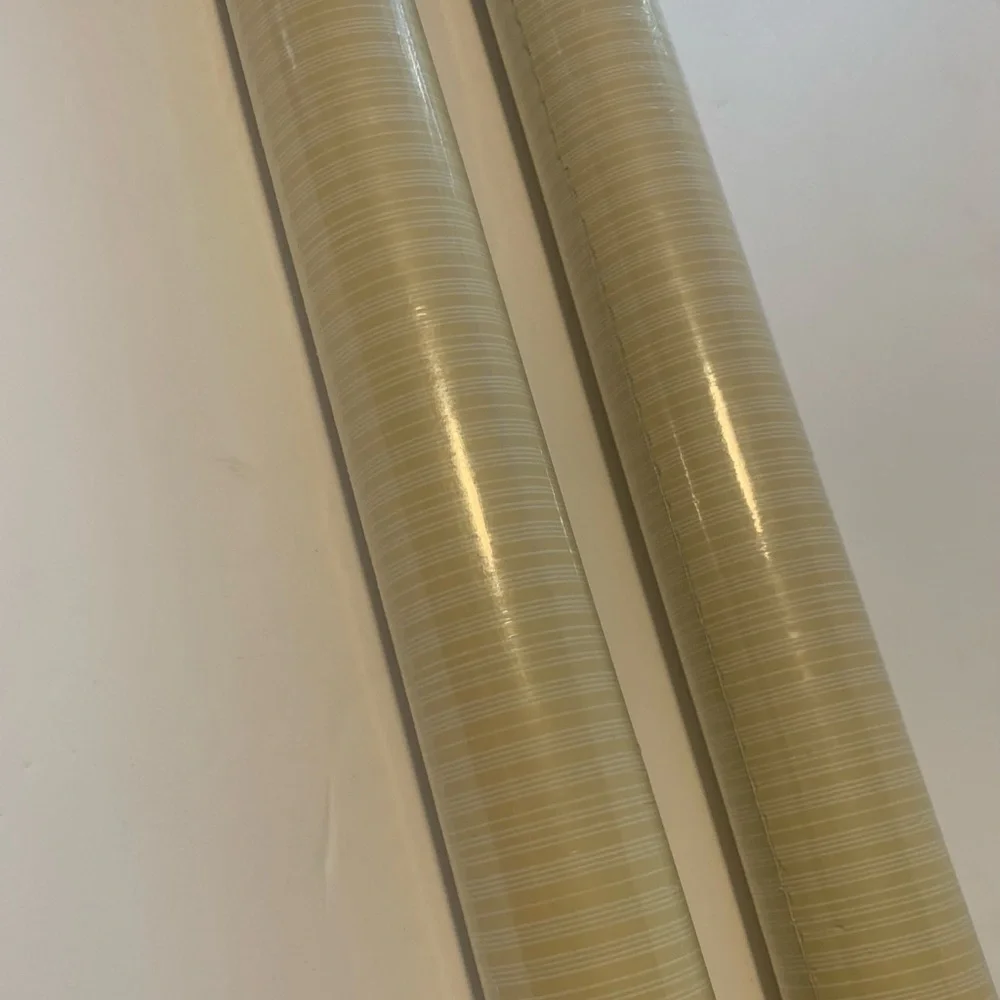 Williamsburg Striped Wall Paper TWO Double Rolls 27”x 9 yds/roll Yellow & White